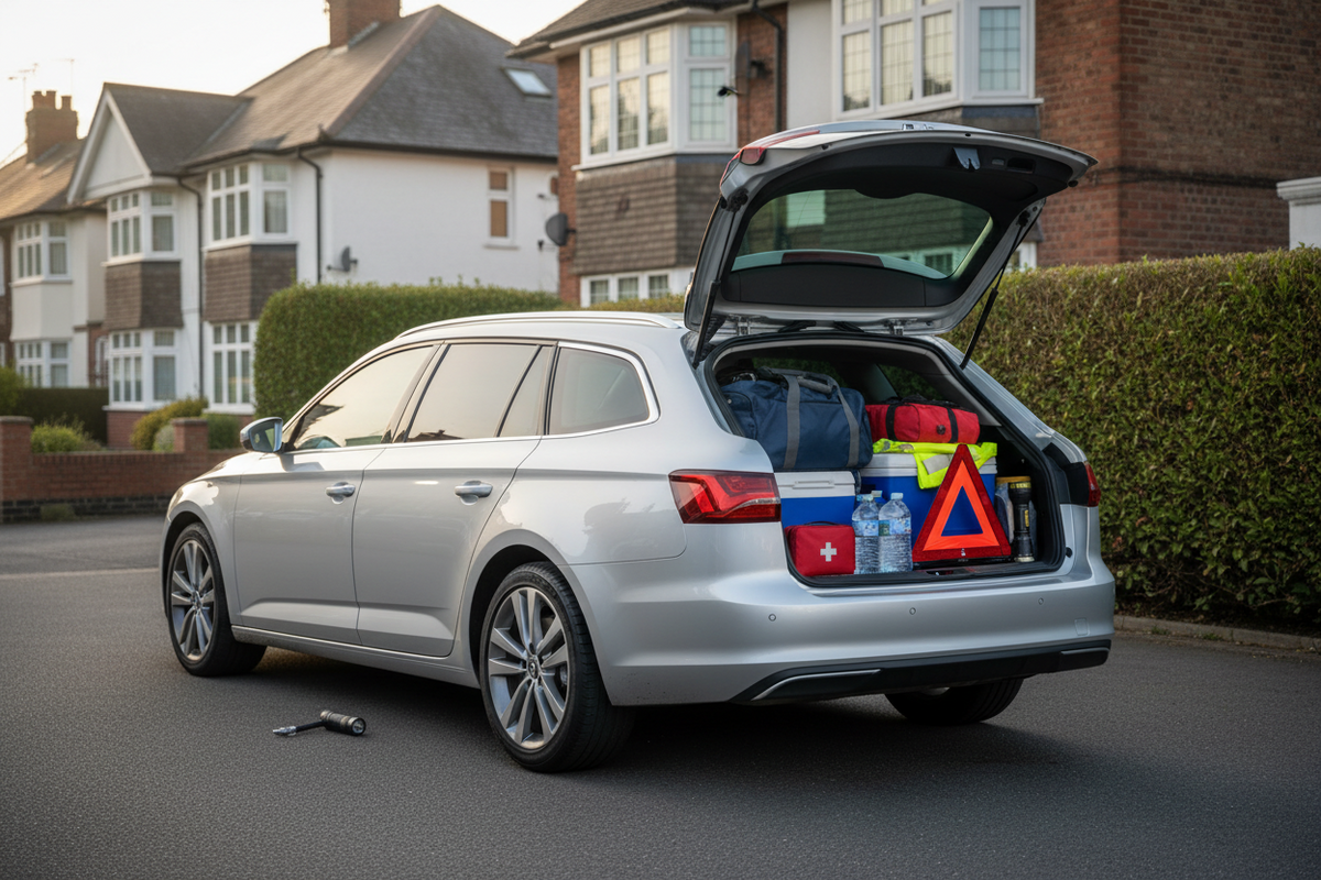 Silver family car prepared for a Saturday summer road trip