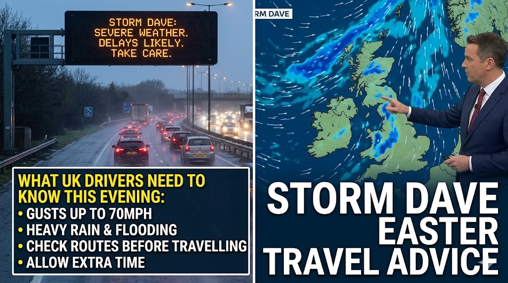 Storm Dave Easter Travel: What UK Drivers Need to Know This Evening